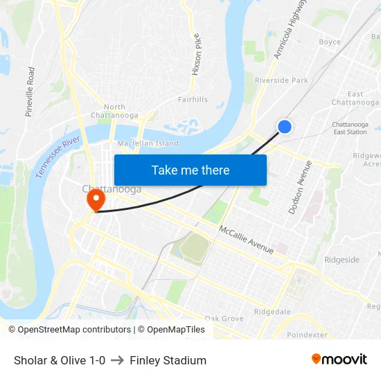 Sholar & Olive 1-0 to Finley Stadium map