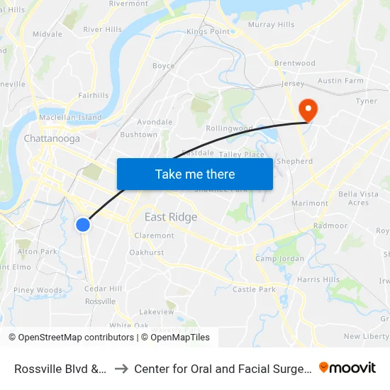 Rossville Blvd & Doyle St-0 to Center for Oral and Facial Surgery of Chattanooga map