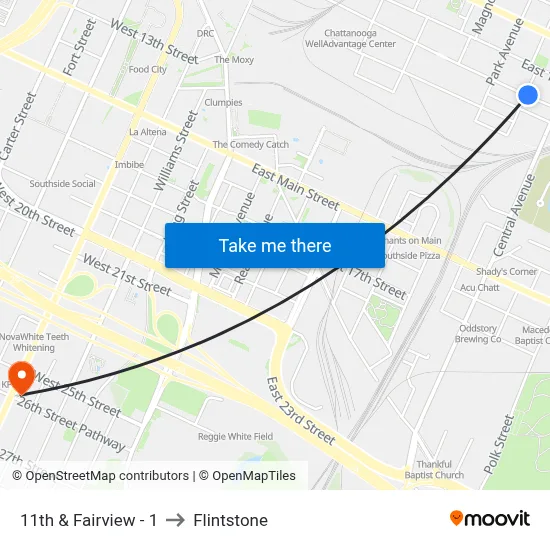 11th & Fairview - 1 to Flintstone map