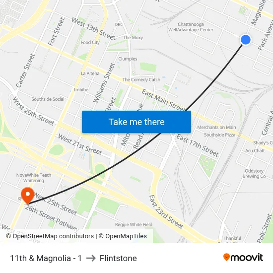 11th & Magnolia - 1 to Flintstone map