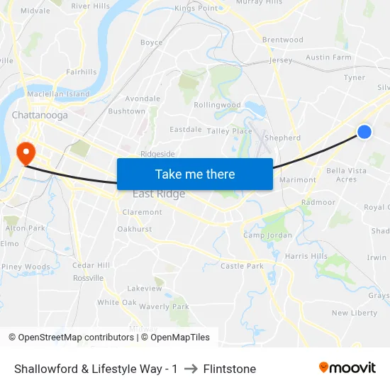 Shallowford & Lifestyle Way - 1 to Flintstone map