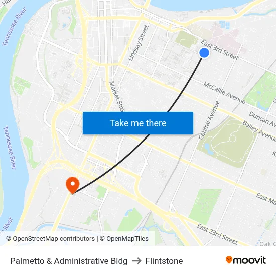 Palmetto & Administrative Bldg to Flintstone map