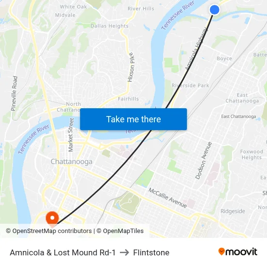 Amnicola & Lost Mound Rd-1 to Flintstone map