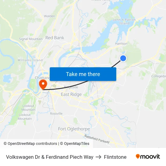 Volkswagen Dr & Ferdinand Piech Way to Flintstone map