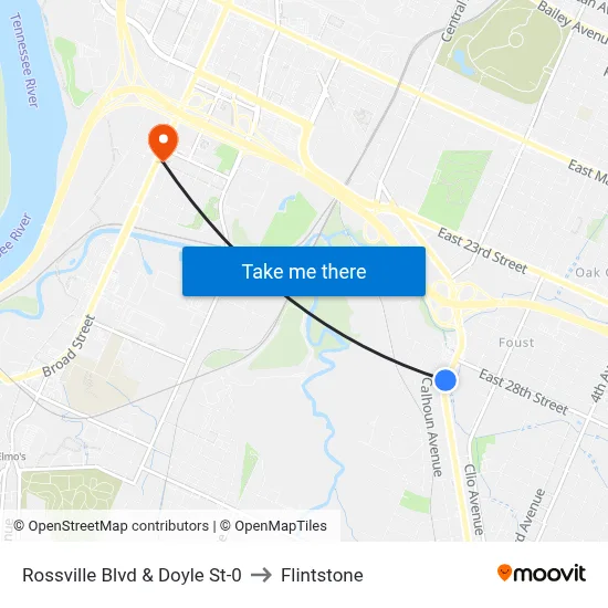 Rossville Blvd & Doyle St-0 to Flintstone map