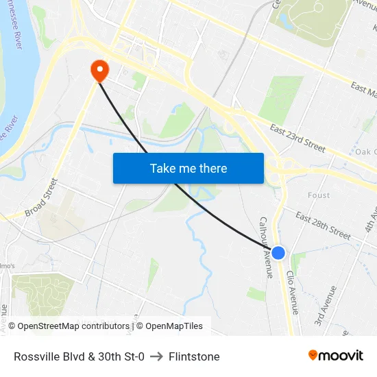 Rossville Blvd & 30th St-0 to Flintstone map