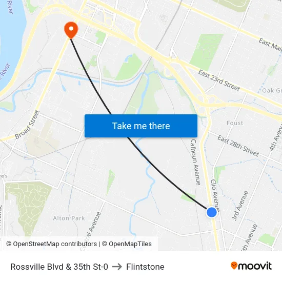 Rossville Blvd & 35th St-0 to Flintstone map