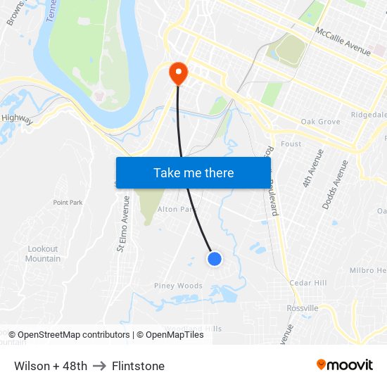 Wilson + 48th to Flintstone map