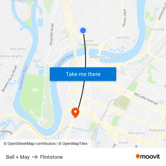 Bell & May to Flintstone map