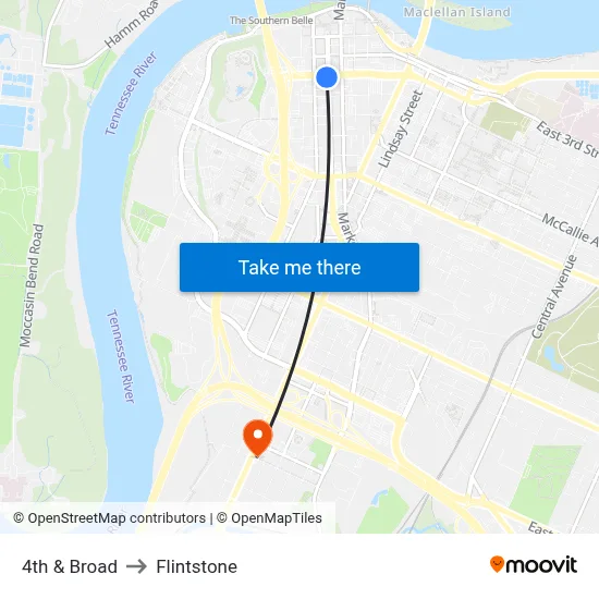 4th & Broad to Flintstone map