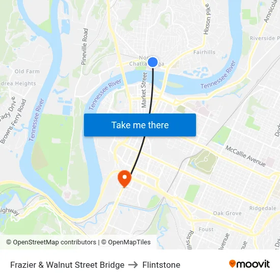 Frazier & Walnut Street Bridge to Flintstone map