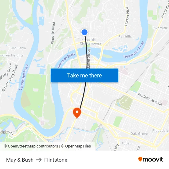 May & Bush to Flintstone map