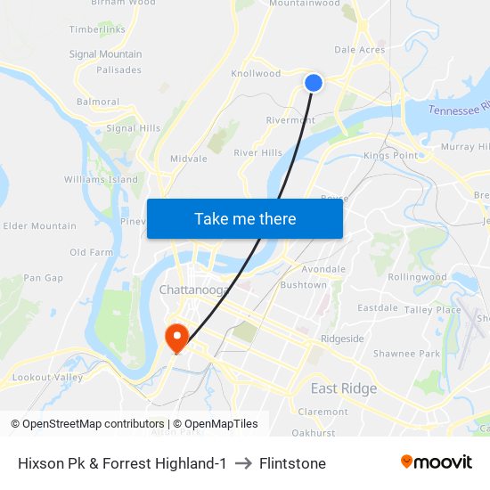 Hixson Pk & Forrest Highland-1 to Flintstone map