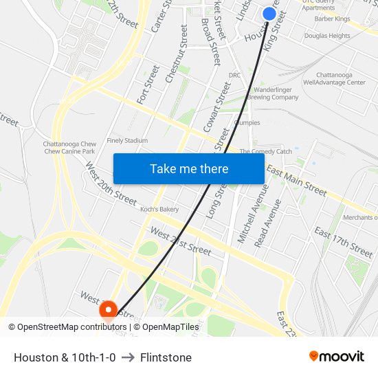 Houston & 10th-1-0 to Flintstone map