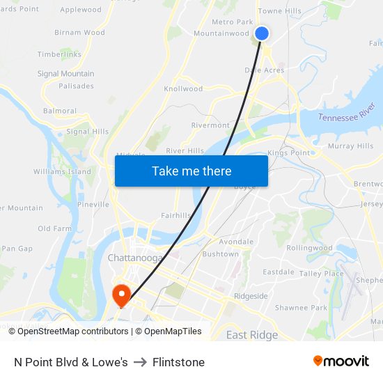 N Point Blvd & Lowe's to Flintstone map