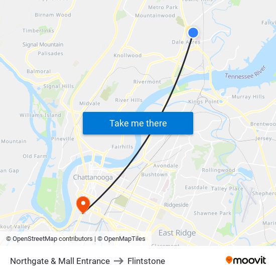 Northgate & Mall Entrance to Flintstone map