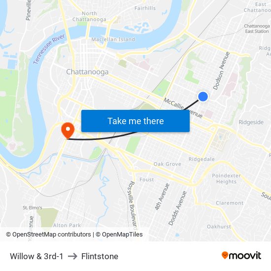Willow & 3rd-1 to Flintstone map