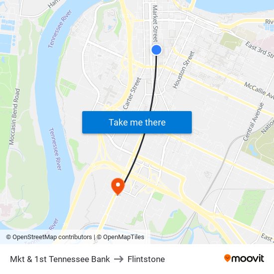 Mkt & 1st Tennessee Bank to Flintstone map