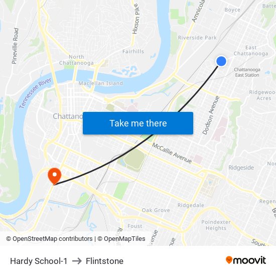 Hardy School-1 to Flintstone map