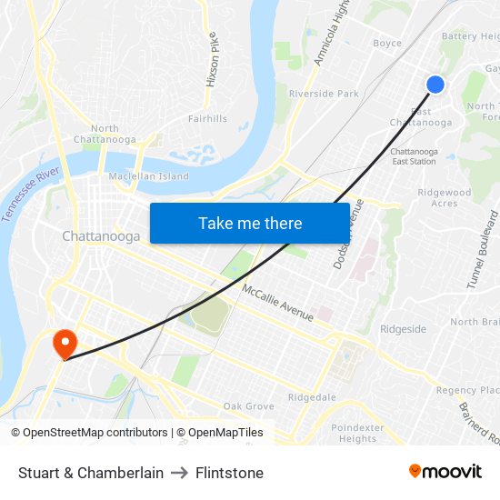 Stuart & Chamberlain to Flintstone map