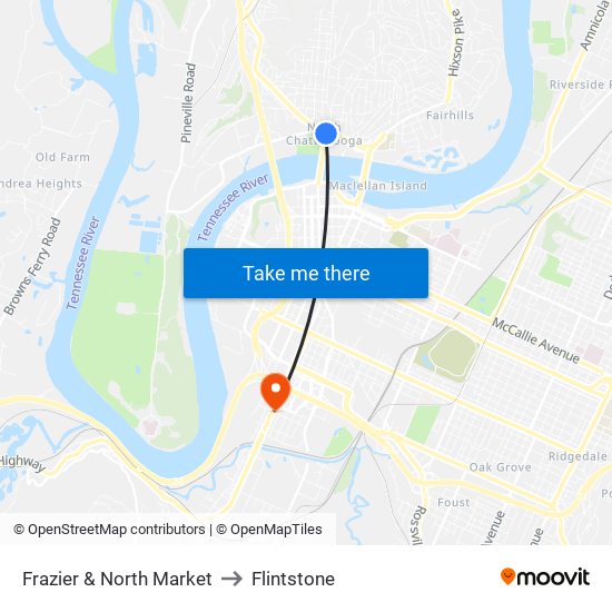 Frazier & North Market to Flintstone map
