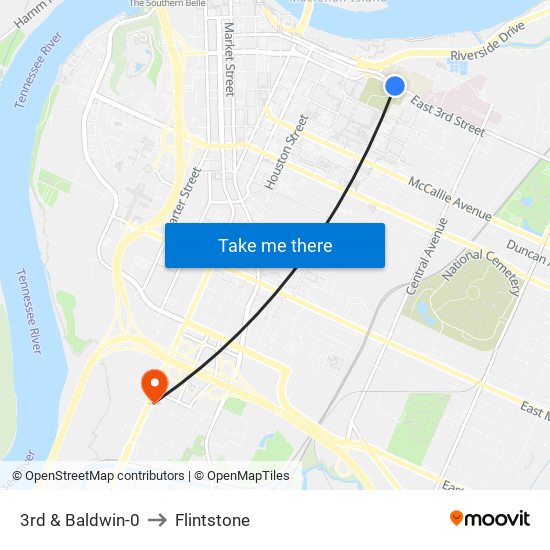 3rd & Baldwin-0 to Flintstone map