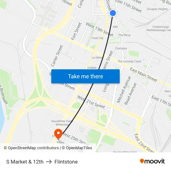 S Market & 12th to Flintstone map