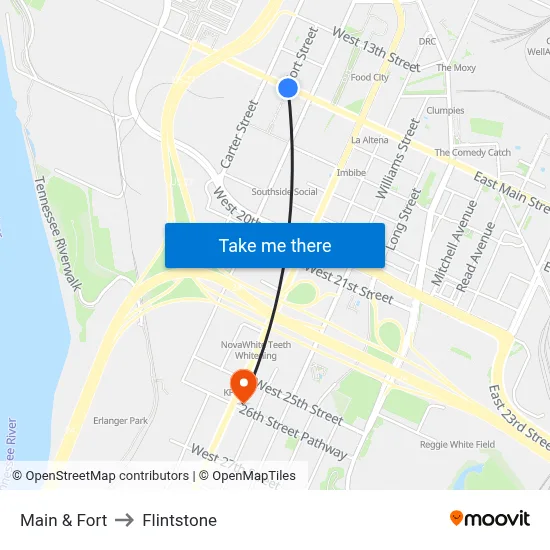 Main & Fort to Flintstone map