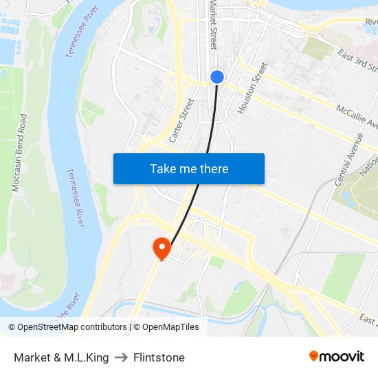 Market & M.L.King to Flintstone map