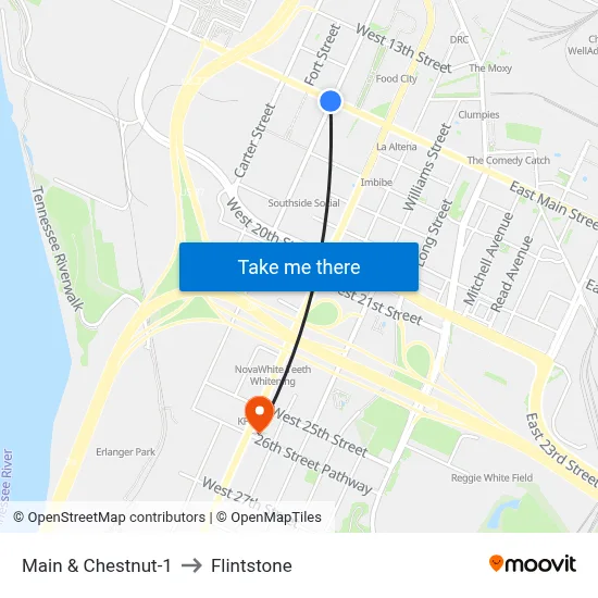 Main & Chestnut-1 to Flintstone map