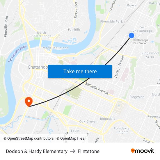 Dodson & Hardy Elementary to Flintstone map