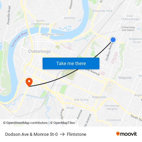 Dodson Ave & Monroe St-0 to Flintstone map