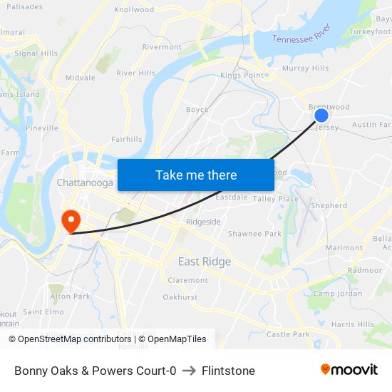 Bonny Oaks & Powers Court-0 to Flintstone map