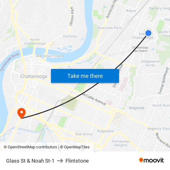 Glass St & Noah St-1 to Flintstone map