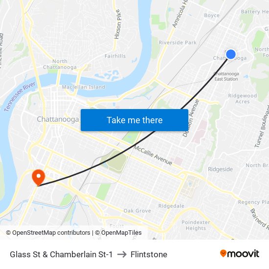 Glass St & Chamberlain St-1 to Flintstone map