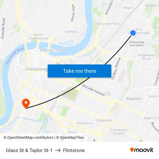 Glass St & Taylor St-1 to Flintstone map