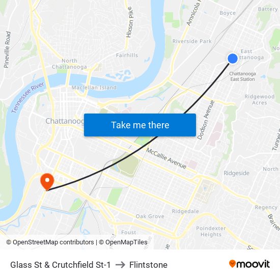 Glass St & Crutchfield St-1 to Flintstone map