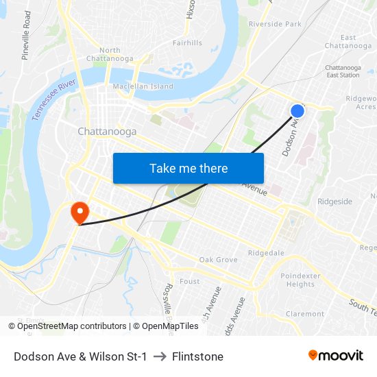 Dodson Ave & Wilson St-1 to Flintstone map