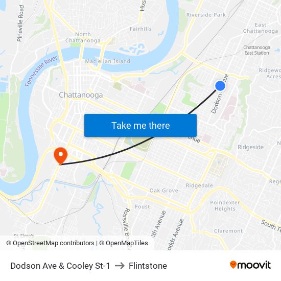 Dodson Ave & Cooley St-1 to Flintstone map