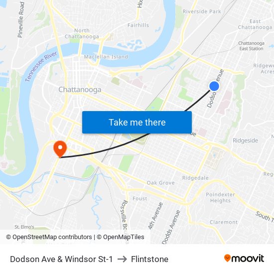 Dodson Ave & Windsor St-1 to Flintstone map