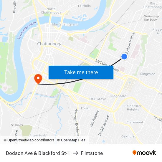 Dodson Ave & Blackford St-1 to Flintstone map
