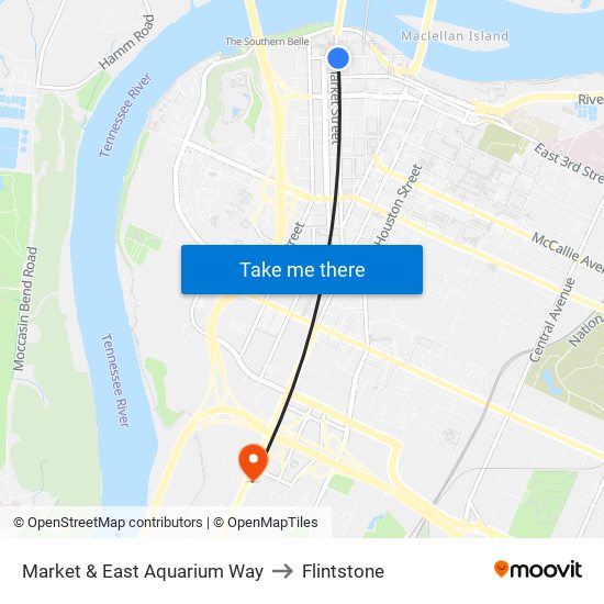 Market & East Aquarium Way to Flintstone map