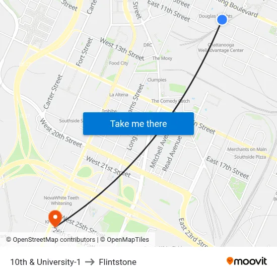 10th & University-1 to Flintstone map