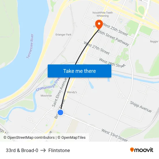 33rd & Broad-0 to Flintstone map