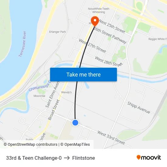 33rd & Teen Challenge-0 to Flintstone map