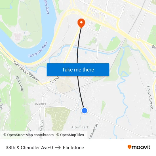 38th & Chandler Ave-0 to Flintstone map