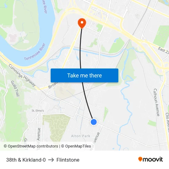 38th & Kirkland-0 to Flintstone map