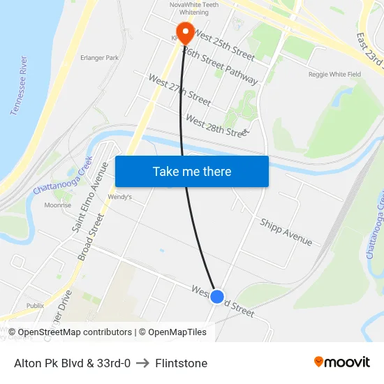Alton Pk Blvd & 33rd-0 to Flintstone map