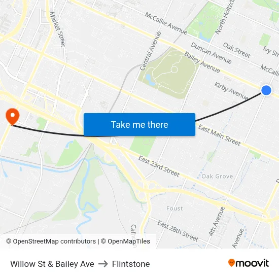 Willow St & Bailey Ave to Flintstone map