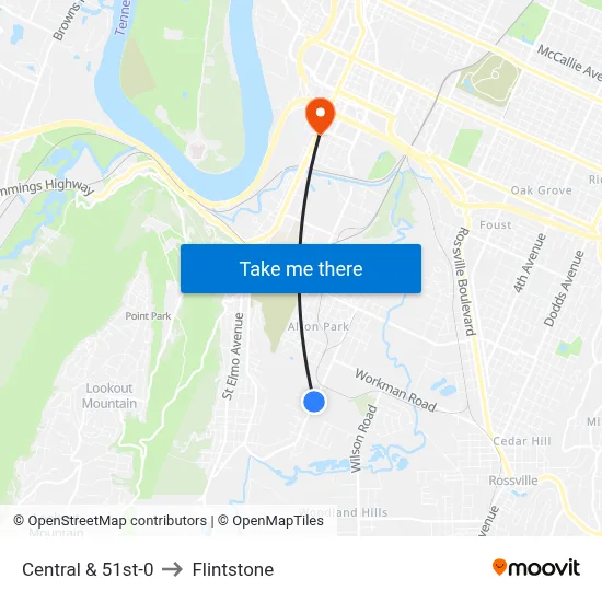Central & 51st-0 to Flintstone map